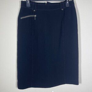 AZUR Women's Black Skirt Business Casual 28" Waist S Zipper Pocket!